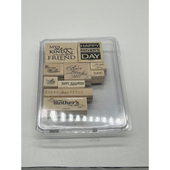 Stampin’ Up! All Holidays 10 Rubber Stamps Words Birthday Easter Halloween - Picture 4 of 5